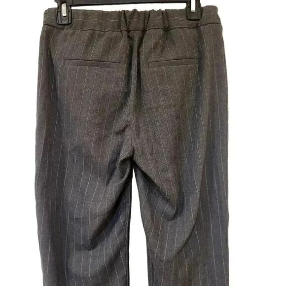 Banana Republic Women's Gray Poly/Rayon/Spandex Pinestripe Wide Leg Trousers - Picture 11 of 14